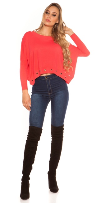 pullover with trendy lugs Coral
